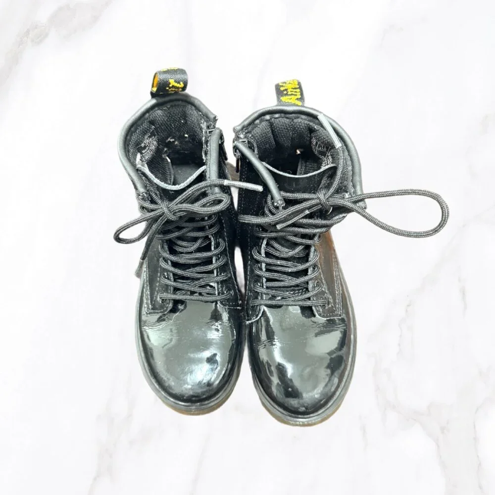 Dr. Martens Toddler Black Patent Leather Zip‎ Up Boots, Size 10